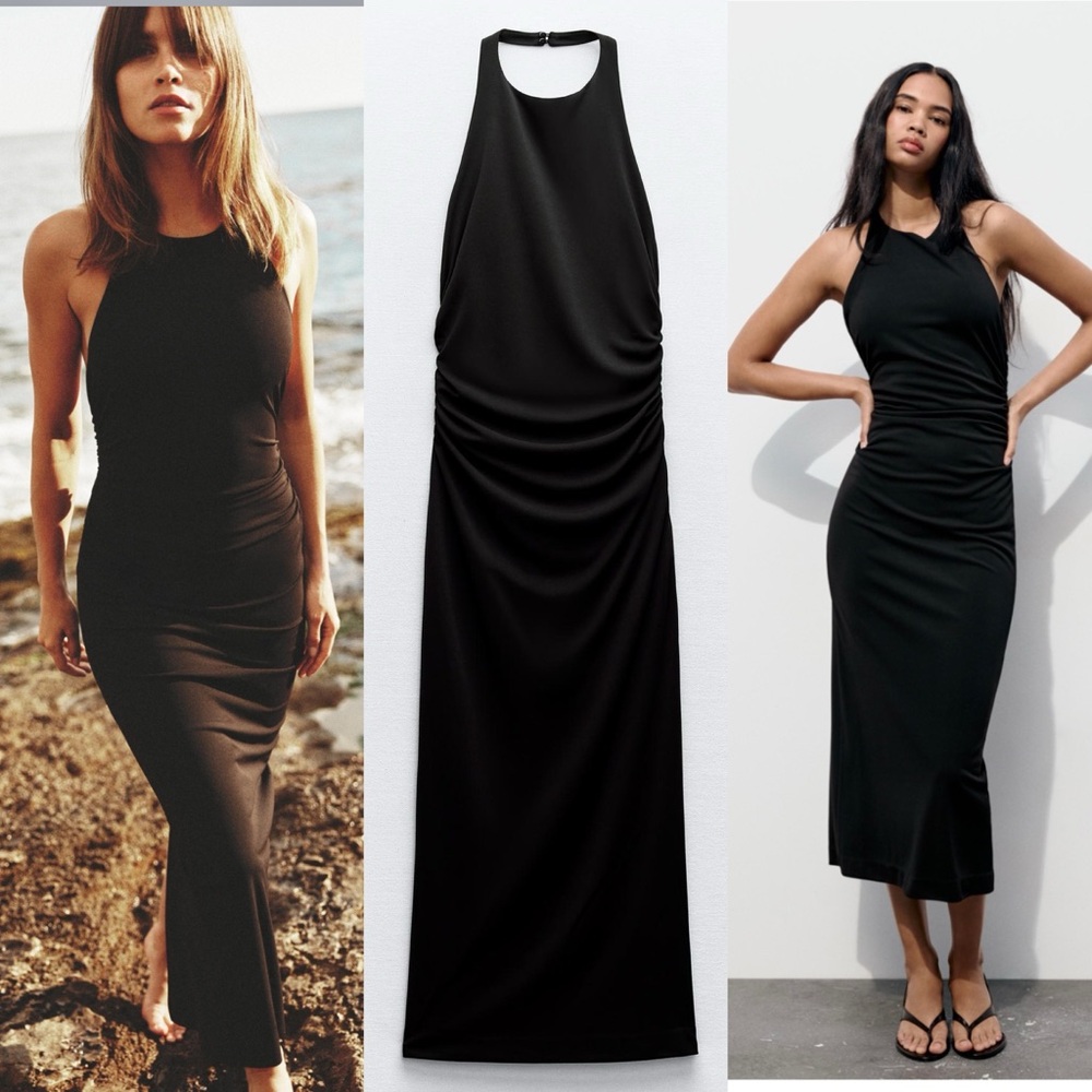 ❤️Zara Elegant Black Halter Sleek Dress Size Small Never worn!